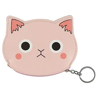 Кошелек на молнии плоский Мордочка котика (ПВХ) (14×10) (12-10832-3)