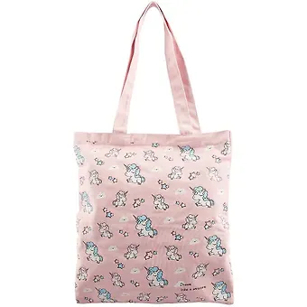 Сумка-шоппер на молнии Единорог (цветная)  (текстиль) (38х33) (12-22716-MK-2152)