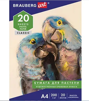 Папка для пастели А4 20л бумага слоновая кость ГОЗНАК 200г, тиснение Скорлупа, ART BRAUBERG