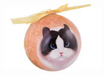 Елочный шар НГ Котик-пушистик (пластик) (7,5 см) (ПВХ Бокс)