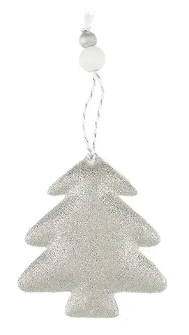 Новогоднее подвесное украшение Серебряная елка (ПВХ) (11x8)