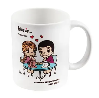 Кружка Love is… Кофе (белая) (керамика) (330мл) (коробка)