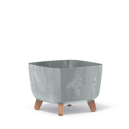 Кашпо на ножках Gracia square beton серое 29х29х22 см