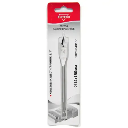 Сверло перовое по дереву Elitech 1820.048100 14x150 мм