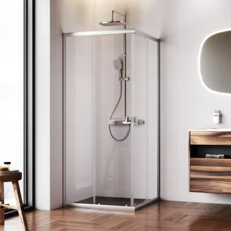 Душевой уголок AM.PM Moxie W9MG-403-9090-MT1 квадратный 90x90 см хромированный профиль прозрачное стекло раздвижной