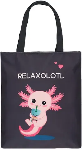 Сумка-шоппер на молнии Аксолотль Relaxolotl  (38х35) (текстиль, флис) Bookvalno