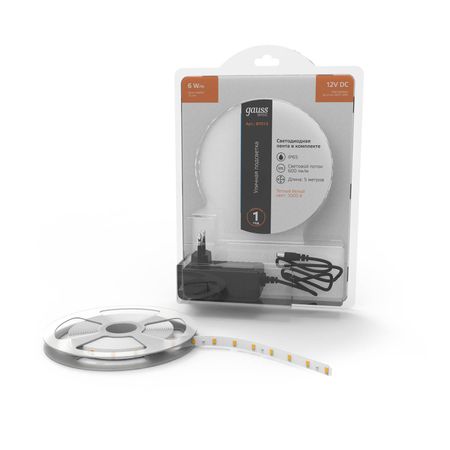 Лента Gauss LED Комплект IP65 BT013 3000K лента gauss basic led 10вт м 700лм м 3000k 10мм ip65 12в 3м