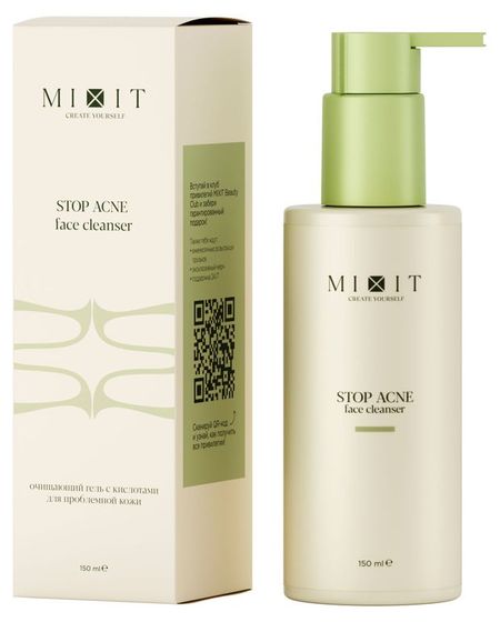Гель для лица Mixit Stop Acne очищающий с кислотами для проблемной кожи, 150 мл