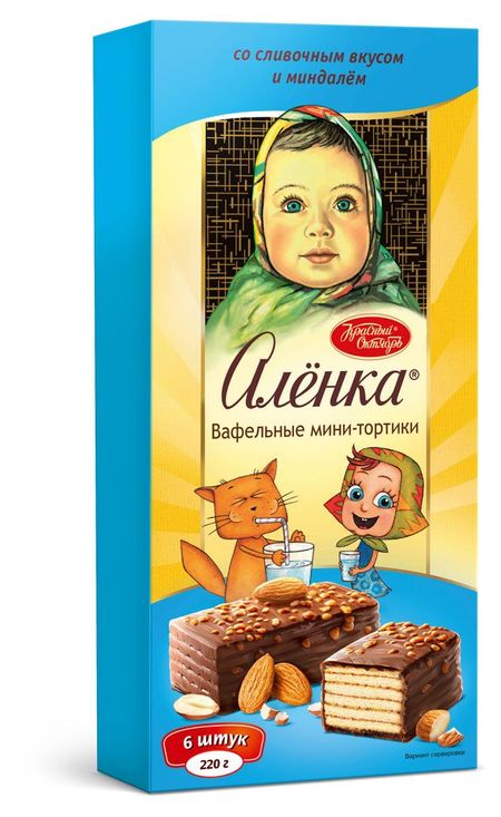 Мини-тортики вафельные Аленка со сливочным вкусом и миндалем, 220 г