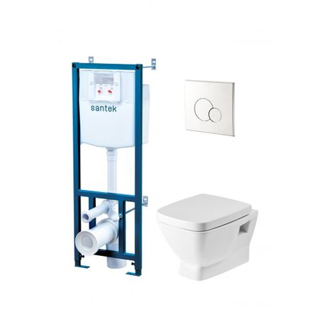 Комплект инсталляции Santek Нео с унитазом Santek с кнопкой хром и сиденьем микролифт (1.WH50.1.543)