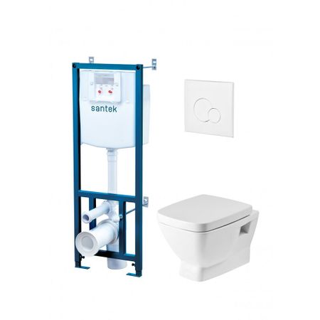 Комплект инсталляции Santek Нео с унитазом Santek с кнопкой белой и сиденьем микролифт (1.WH30.2.463)