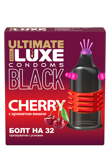 Презервативы Люкс BLACK ULTIMATE Болт на 32 (Вишня) №1