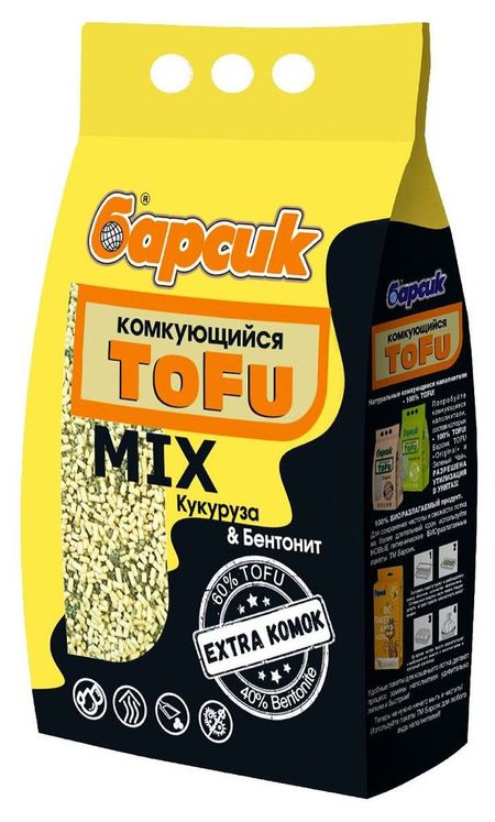 Наполнитель для кошачьего туалета 1 Tofy Кукуруза & Бентонит, 4,54 л