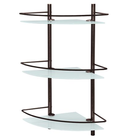 Полка для ванной WasserKraft Isar K-7300 угловая трехъярусная 310х610х310 мм стекло/металл темная бронза (K-3633)