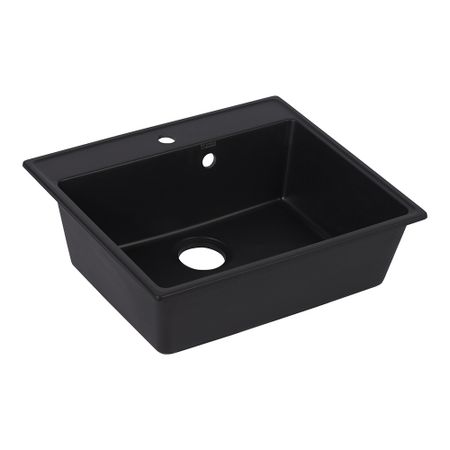 Мойка для кухни Ulgran Forte 58х50х20 см врезная с сифоном кварц уголь