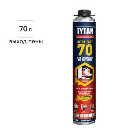 Пена монтажная профессиональная Tytan Professional Ultra Fast выход пены 65 л летняя 870 мл