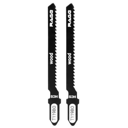 Пилка для электролобзика по дереву и пластику Rage T119BO чистый рез, 2 шт.