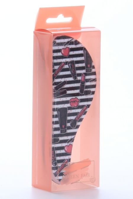 Расческа Queen fair массажная 5,5х14,5 см рисунок косметика МИКС