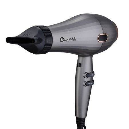 Фен BUFETT Фен профессиональный Bufett WHD 721AC 3 насадки, 2400Вт, серебристый, 640721 профессиональный ручной измеритель частоты gy561 gy 561 1 мгц 2400 мгц измеритель мощности для двусторонних радиочастотных измерителей