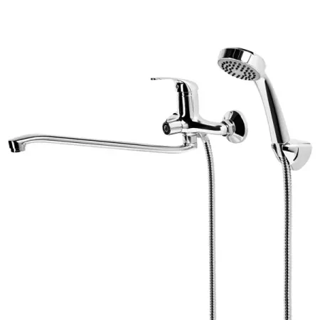 Смеситель для ванны KONSENSA Мауро однорычажный универсальный с лейкой и шлангом цвет хром