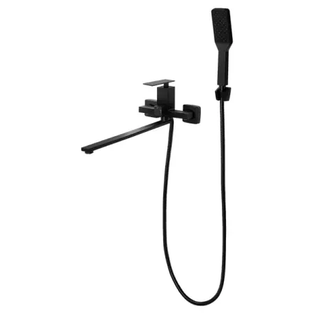 Смеситель для ванны KONSENSA Прато однорычажный универсальный с лейкой и шлангом цвет черный матовый