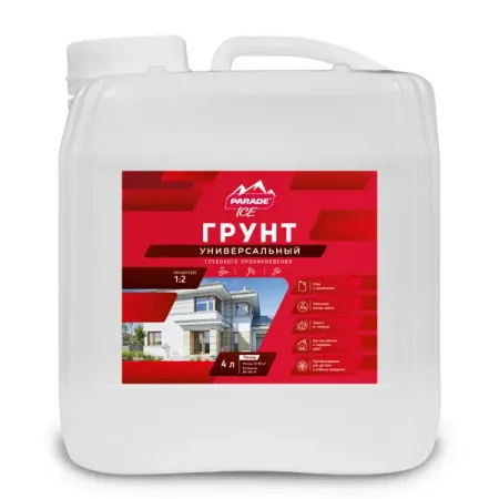 Грунтовка для сухих и влажных помещений Parade концентрат прозрачный 4 л