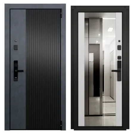 Входная дверь металлическая Протон Скай 95x205 см правая бьянко с зеркалом