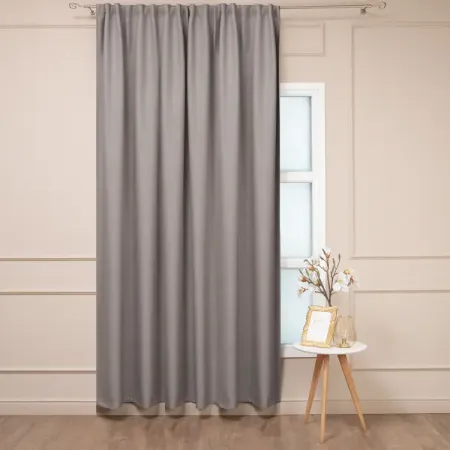 Штора на ленте димаут рогожка 200x280 см цвет бежевый