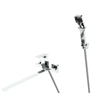 Смеситель для ванны KONSENSA Прато однорычажный универсальный с лейкой и шлангом цвет хром