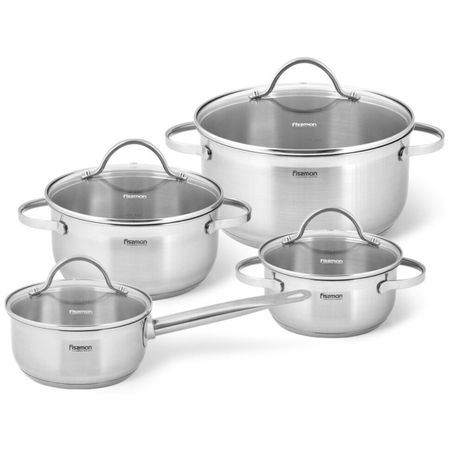 Набор посуды Fissman Gabriela 8 предметов со стеклянными крышками