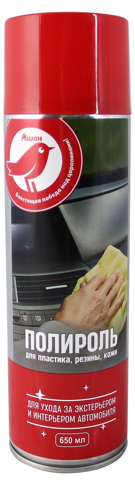 Полироль АШАН Красная птица для пластика резины кожи, 500 мл