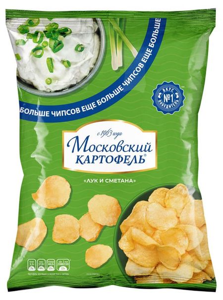 Чипсы картофельные Московский Картофель лук и сметана, 200 г