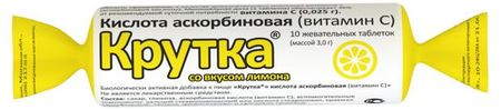 Аскорбиновая кислота Крутка лимон, 10 шт