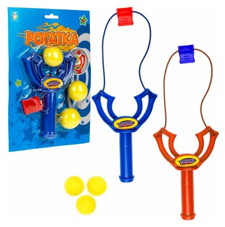 Игрушка рогатка 1TOY с 3 шариками, 1 шт в ассортименте