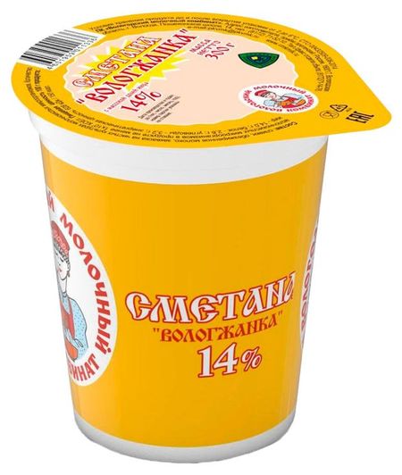 Сметана Вологжанка 14% БЗМЖ, 300 г