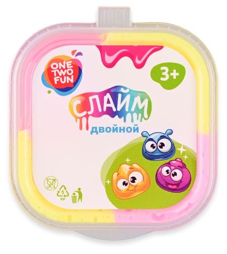 Слайм ONE TWO FUN двойной, 60 г в ассортименте