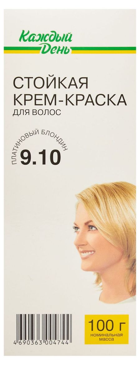 Крем-краска для волос Каждый день Платиновый блондин тон 9.1, 100 г