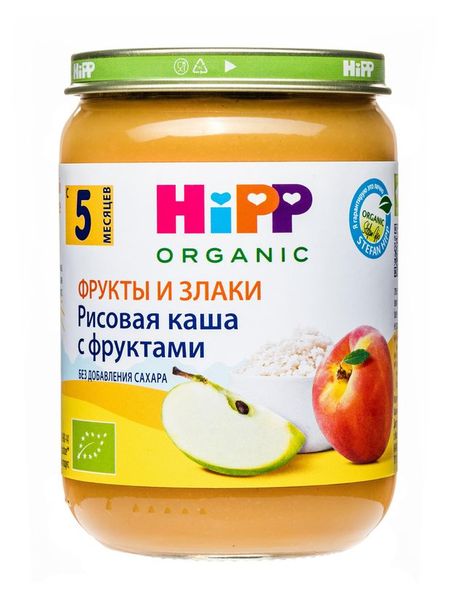 Пюре HiPP каша из цельного риса с фруктами с 5 месяцев, 190 г