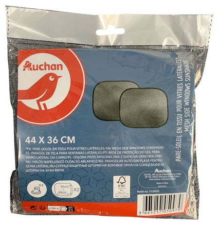 Шторки автомобильные АШАН Красная птица для защиты от солнца для боковых окон на присосках 44х36 см, 2 шт