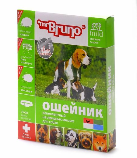 Для дома Mr.Bruno Ошейник от блох, клещей, комаров для собак и щенков с 4 недель, 75 см, красный (50 г)