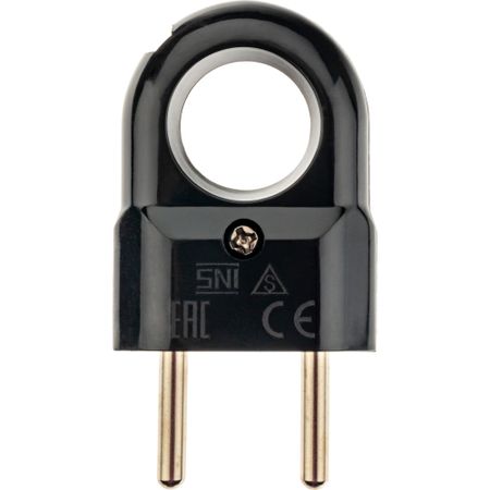 Вилка прямая без заземления 10 А 230 В Düwi с кольцом черная (30475 3)