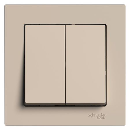 Выключатель Systeme Electric AtlasDesign двухклавишный встраиваемый песочный (ATN001252)