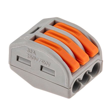 Клемма на 3 провода Duwi СМК 222-413 0,08-4 кв.мм с рычажками без пасты (20 шт.) (26630 3)