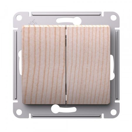 Выключатель Systeme Electric Glossa двухклавишный встраиваемый сосна (SE GSL001551) выключатель 2 клавишный schneider electric glossa с индикацией титан