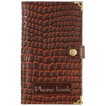 Алфавитная книга на кнопке, коричневая, 60 листов, А6+