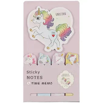 Самоклящиеся закладки «Единорог», 4 цвета