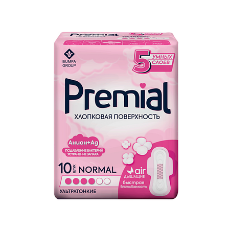 Прокладки гигиенические PREMIAL Прокладки женские гигиенические с крылышками NORMAL WINGS ХЛОПКОВАЯ ПОВЕРХНОСТЬ прокладки nbr для сальников 2 шт