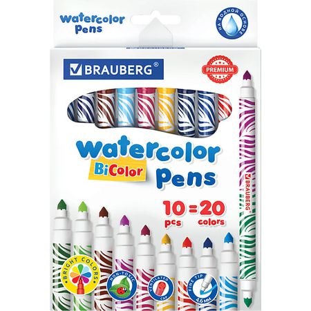 Набор фломастеров BRAUBERG Фломастеры двусторонние утолщенные, двухцветные прозрачные акриловые двусторонние наклейки tfaai