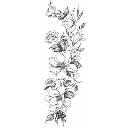 Наклейки для тела PRINT FACTORY Временная Переводная Татуировка Цветы-Магнолии искусственные листья магнолии