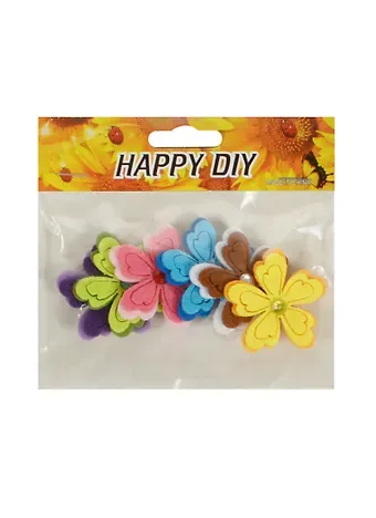 Набор из фетра Цветок двухслойный со стразом (11051905) (6 шт) (цв. микс)